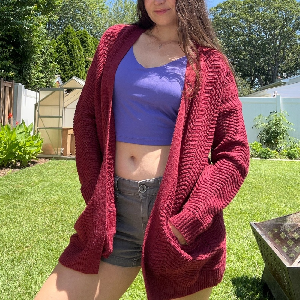 Charlotte Russe  Red/burgundy Open-Front Sweater/cardigan women’s medium